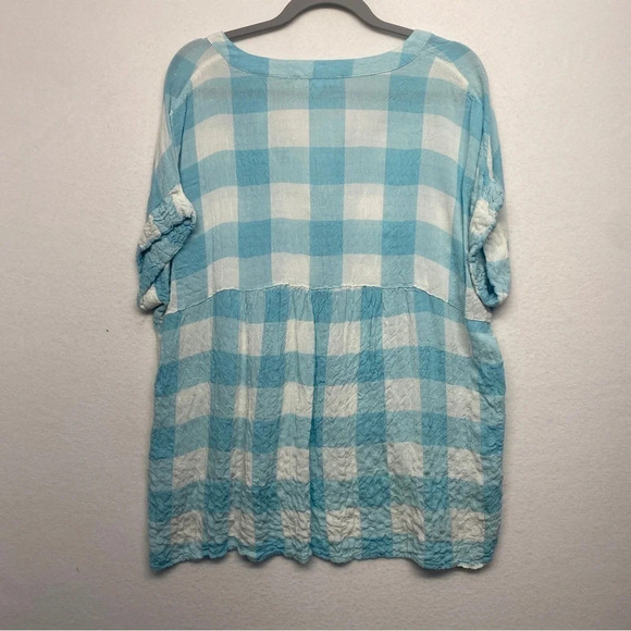 Jane + Delancey Blouse Blue White Check L - Picture 2 of 6